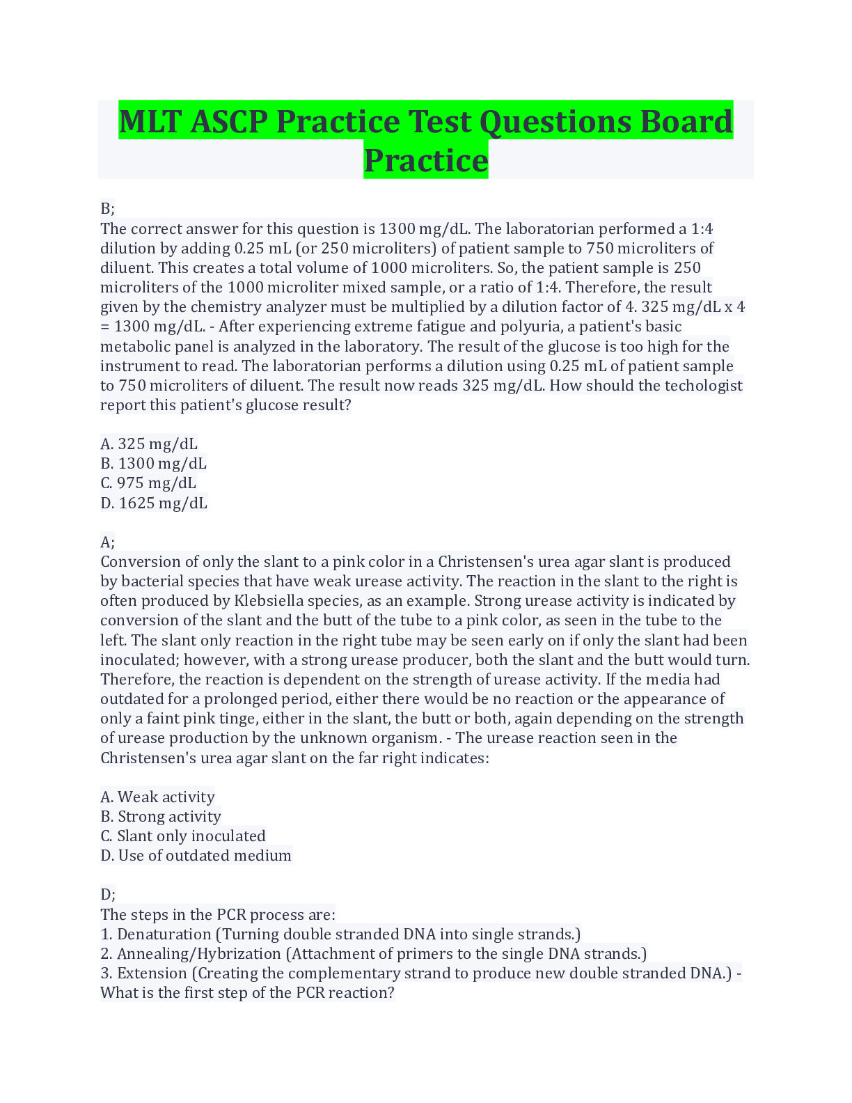 Preview image for MLT ASCP Practice Test Questions Board Practice Latest Update